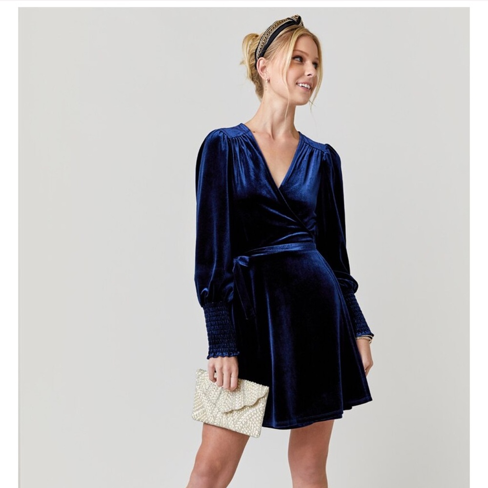 Velvet wrap mini dress- new with tag - brand blue ivy